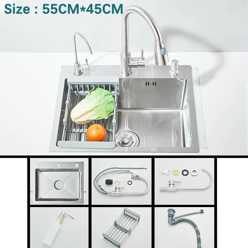 Waterfall Kitchen Sink With Digital Display 304 Stainless Steel