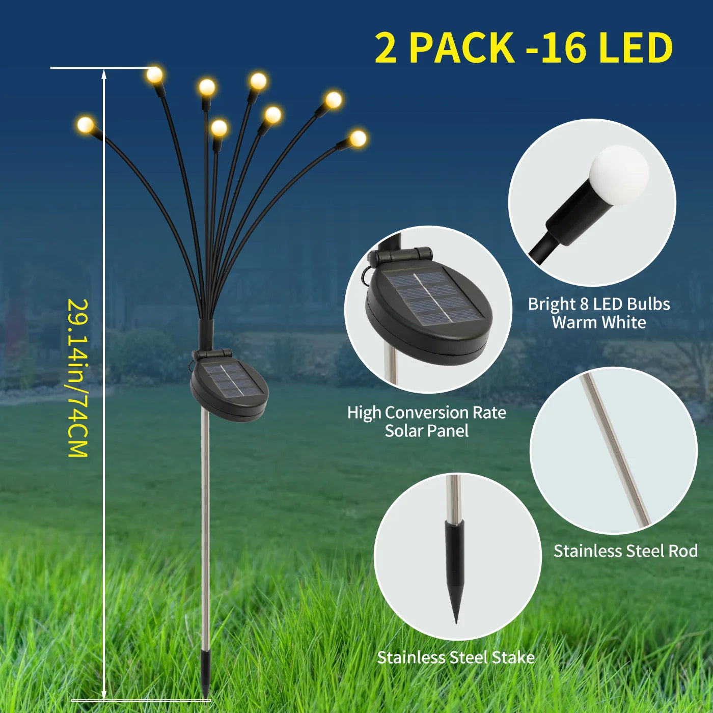 8-Head Solar Firefly LED Lights Outdoor Decorative Garden Lighting
