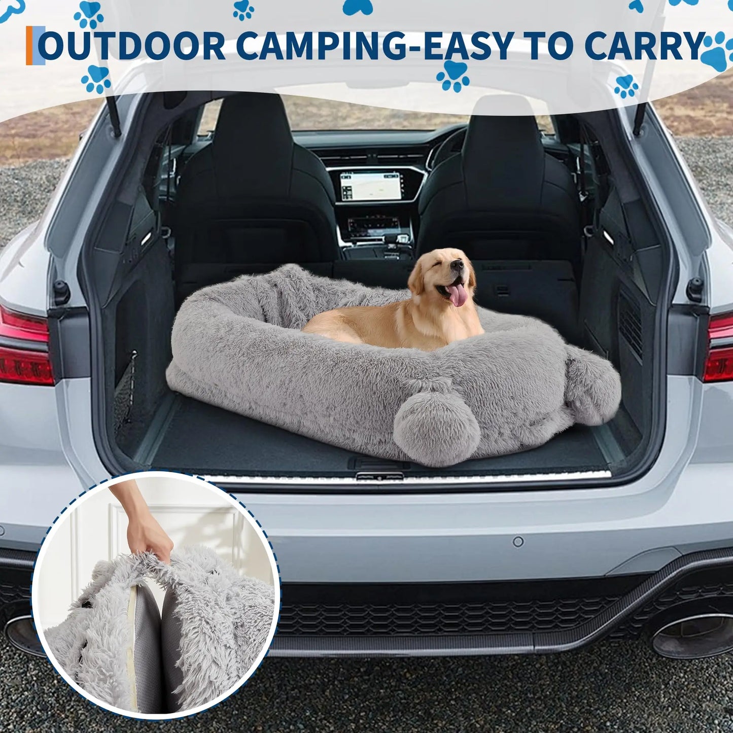 HiMISSCN Dog Bed With Removable Cover, Blanket, Pockets