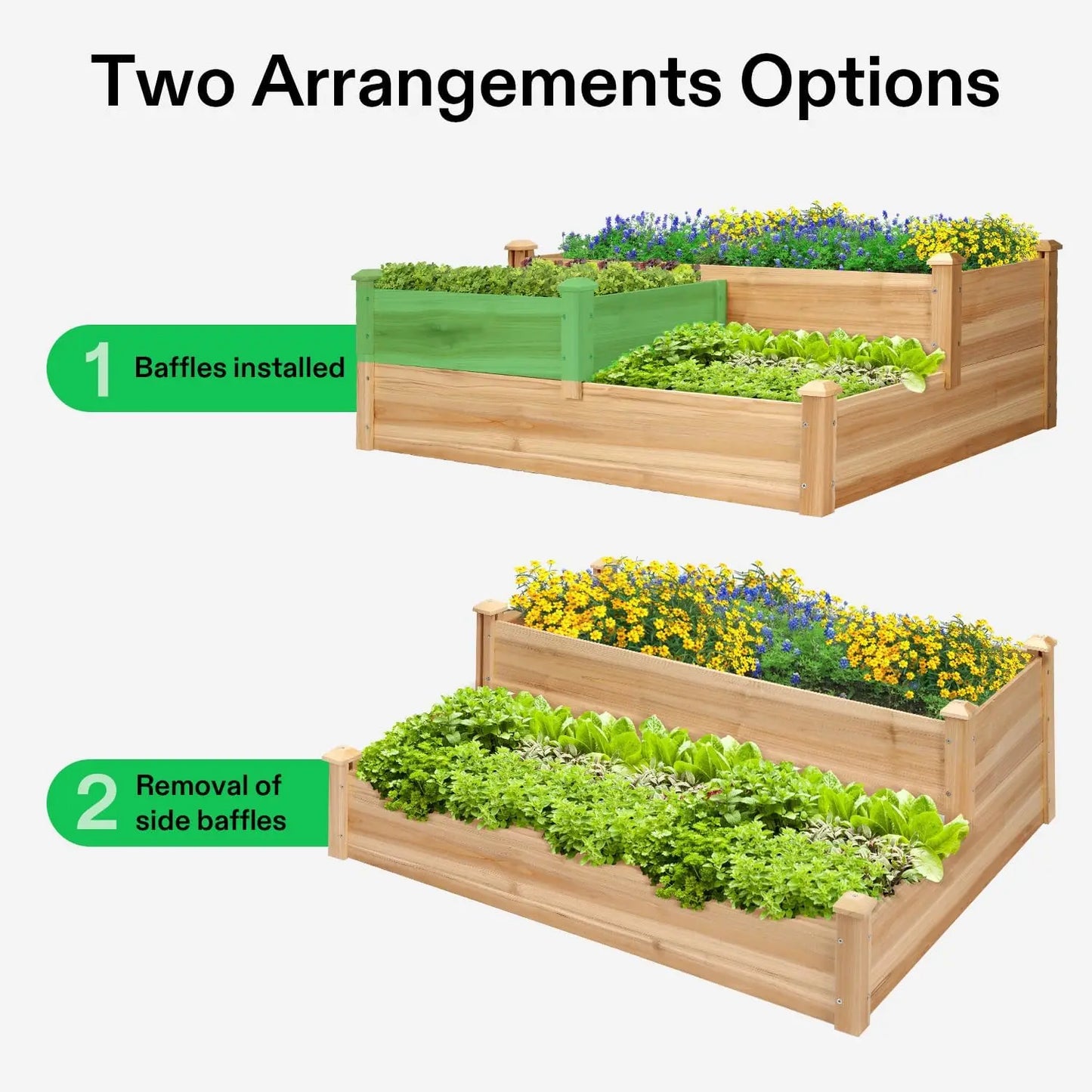 Wooden Three Tier Raised Garden Bed Outdoor Planter Box
