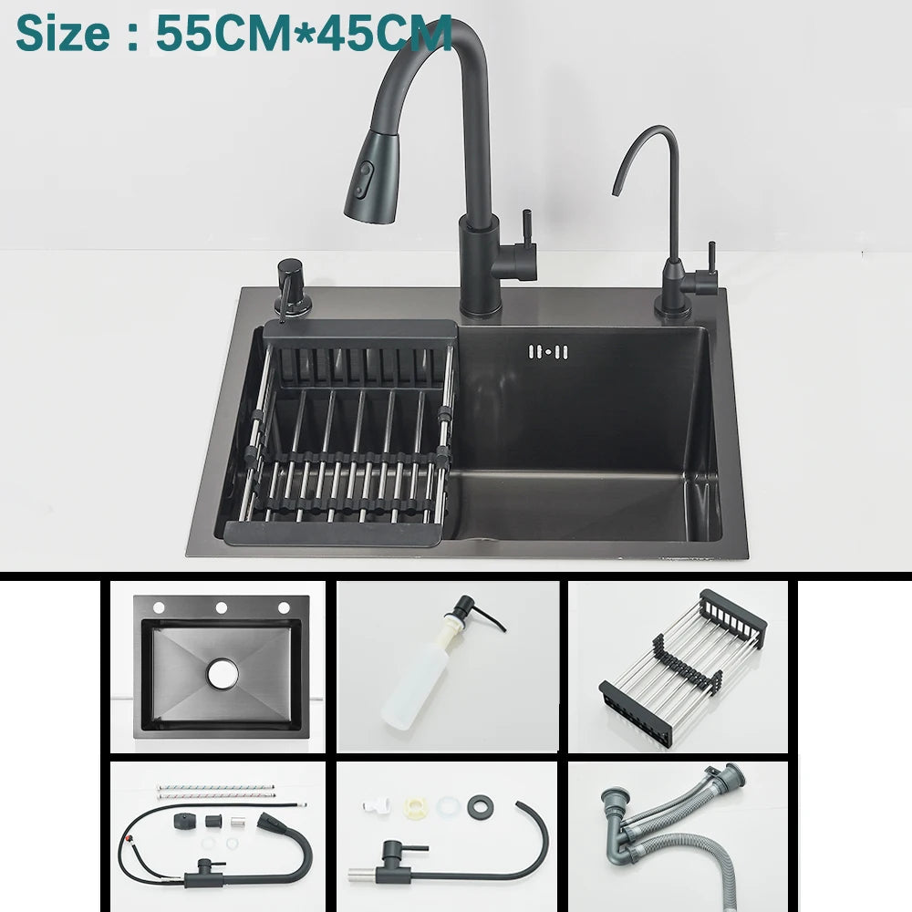 Waterfall Kitchen Sink With Digital Display 304 Stainless Steel