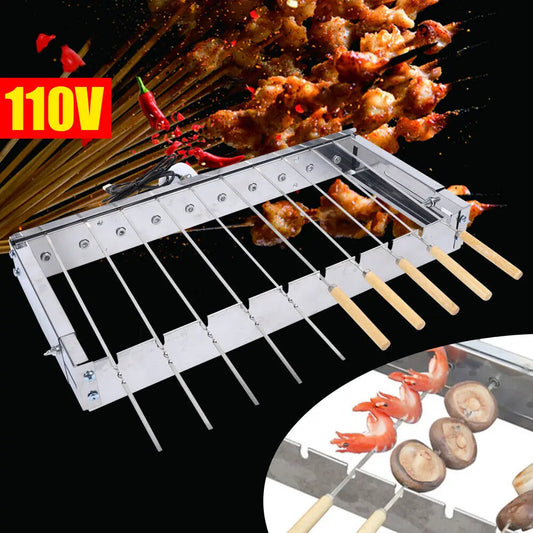 Bymaocar Kebab Rotating Rotisserie Grill Set With 10 Skewers