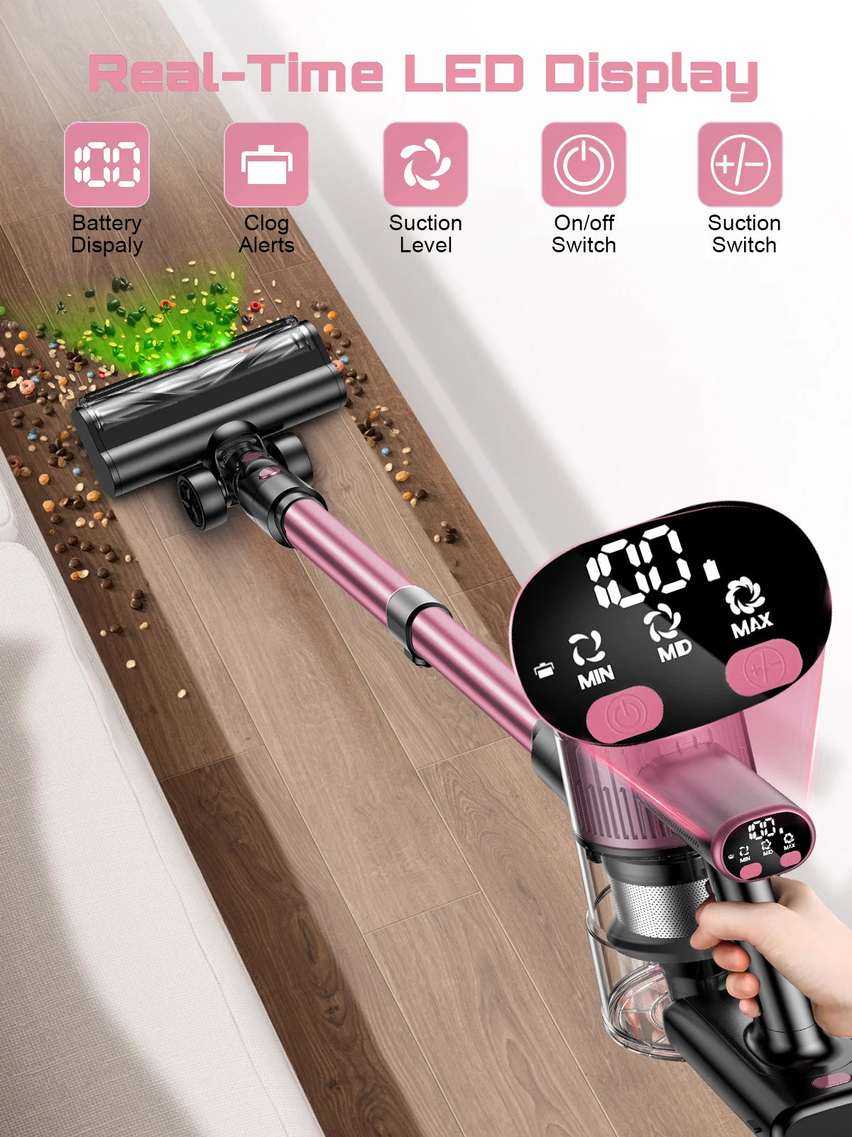 SUXIANGVAC Cordless 10 In 1 Stick Vacuum With 55Kpa Suction