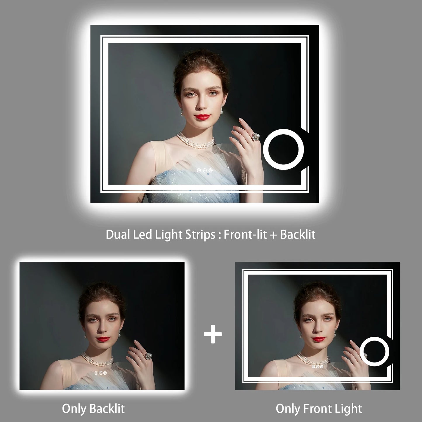 Wisfor LED Smart Bathroom Mirror with 3X Magnifier Backlit Anti-Fog