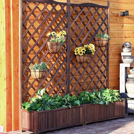 Raised Wooden Garden Bed With Trellis And Vegetable Grow Bed