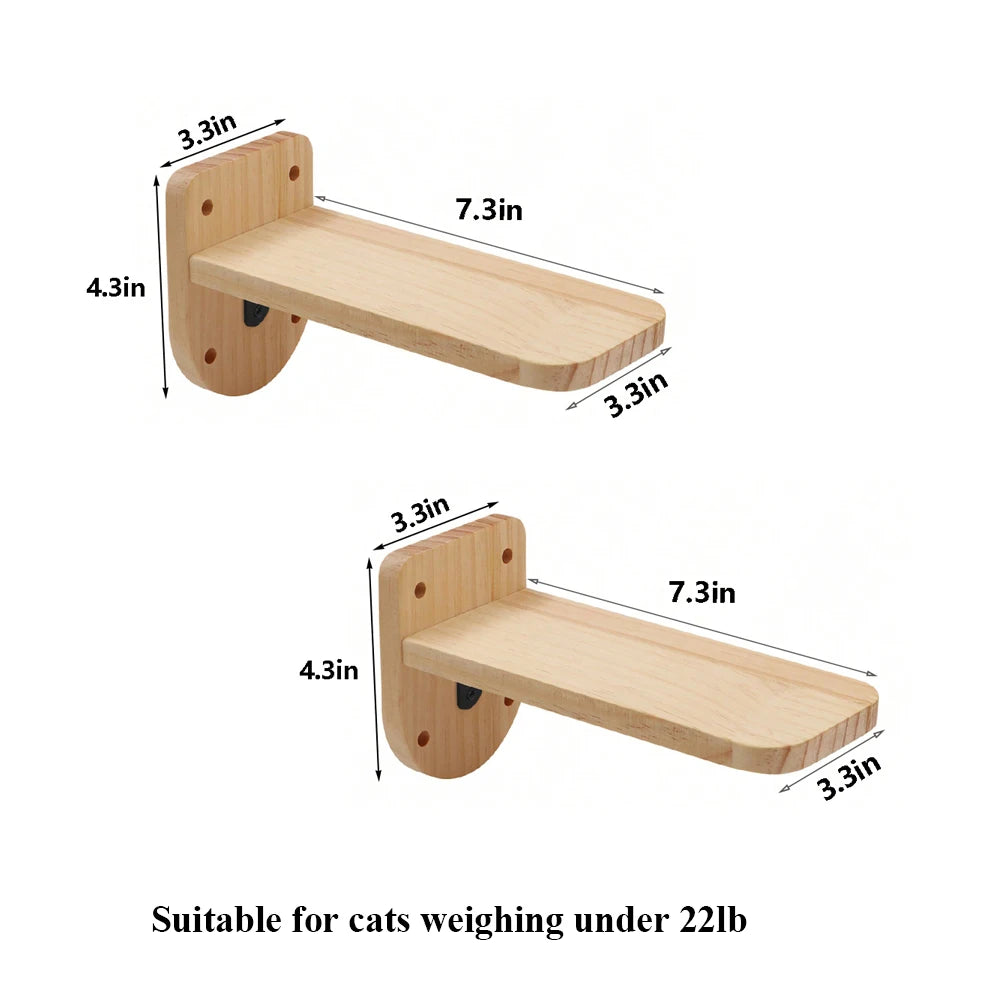 PETRAVELCN Cat Wall Mounted Four Step Climbing Shelf Sisal Post