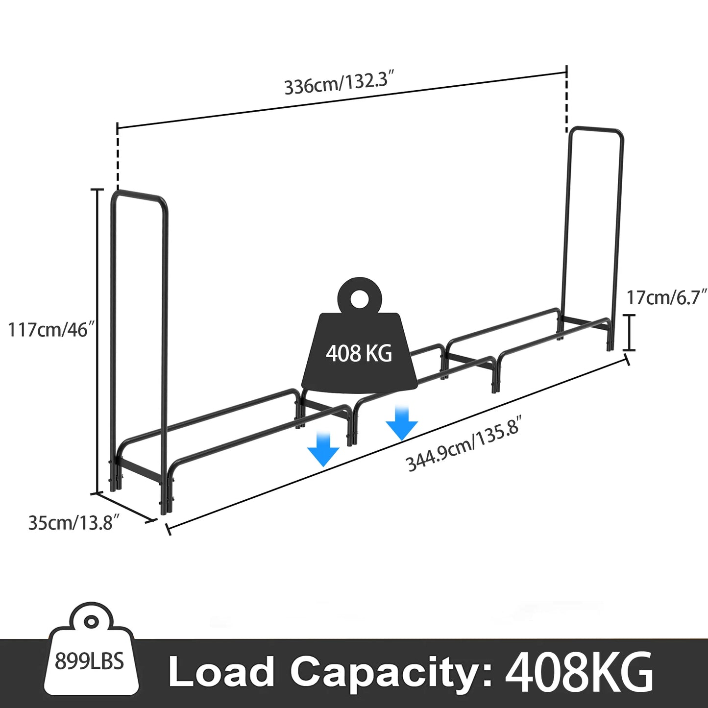 Heavy Duty Metal Wood Log Store Rack for Outdoor Garden Firewood Storage