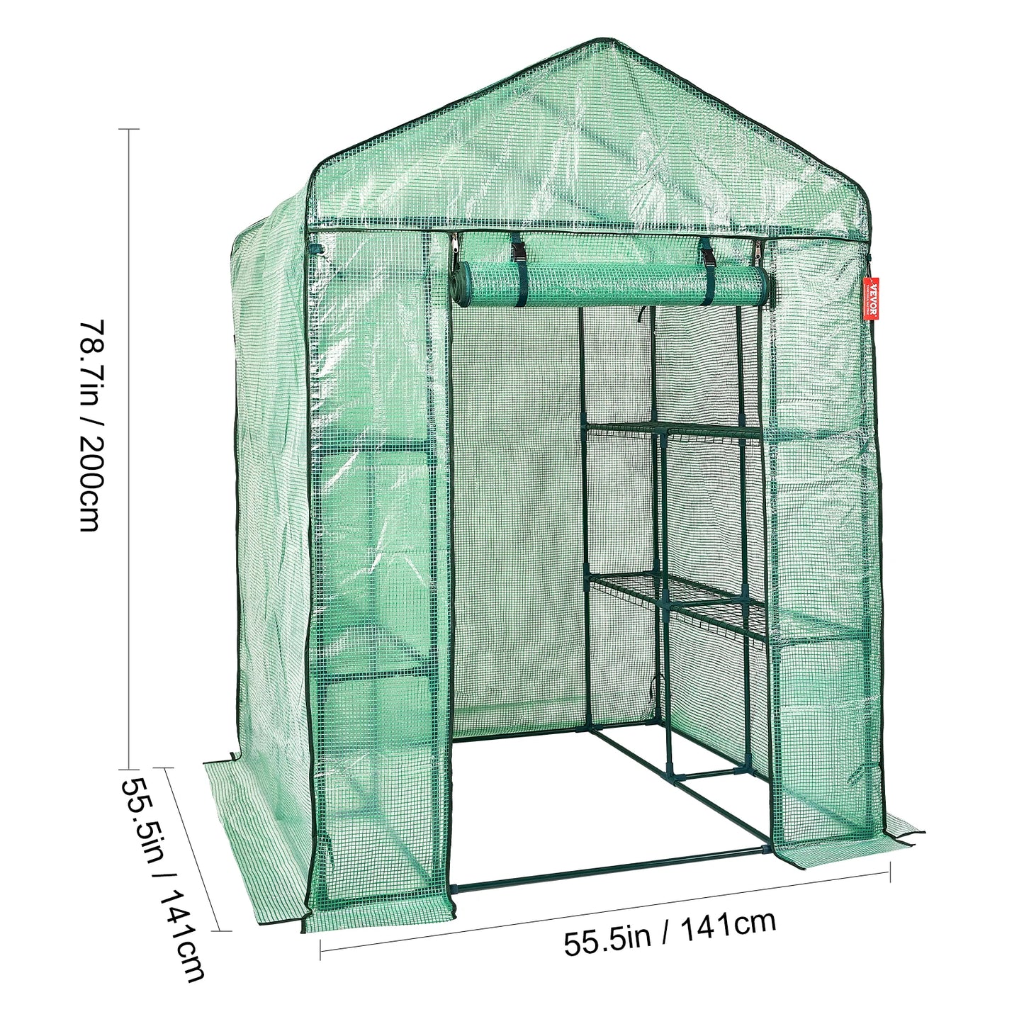 SucceBuy Walk-In Greenhouse With Shelves And Steel Frame