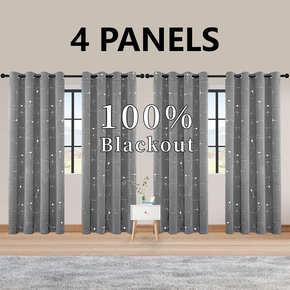 Blackout Curtains Thermal Insulated Room Darkening For Bedroom