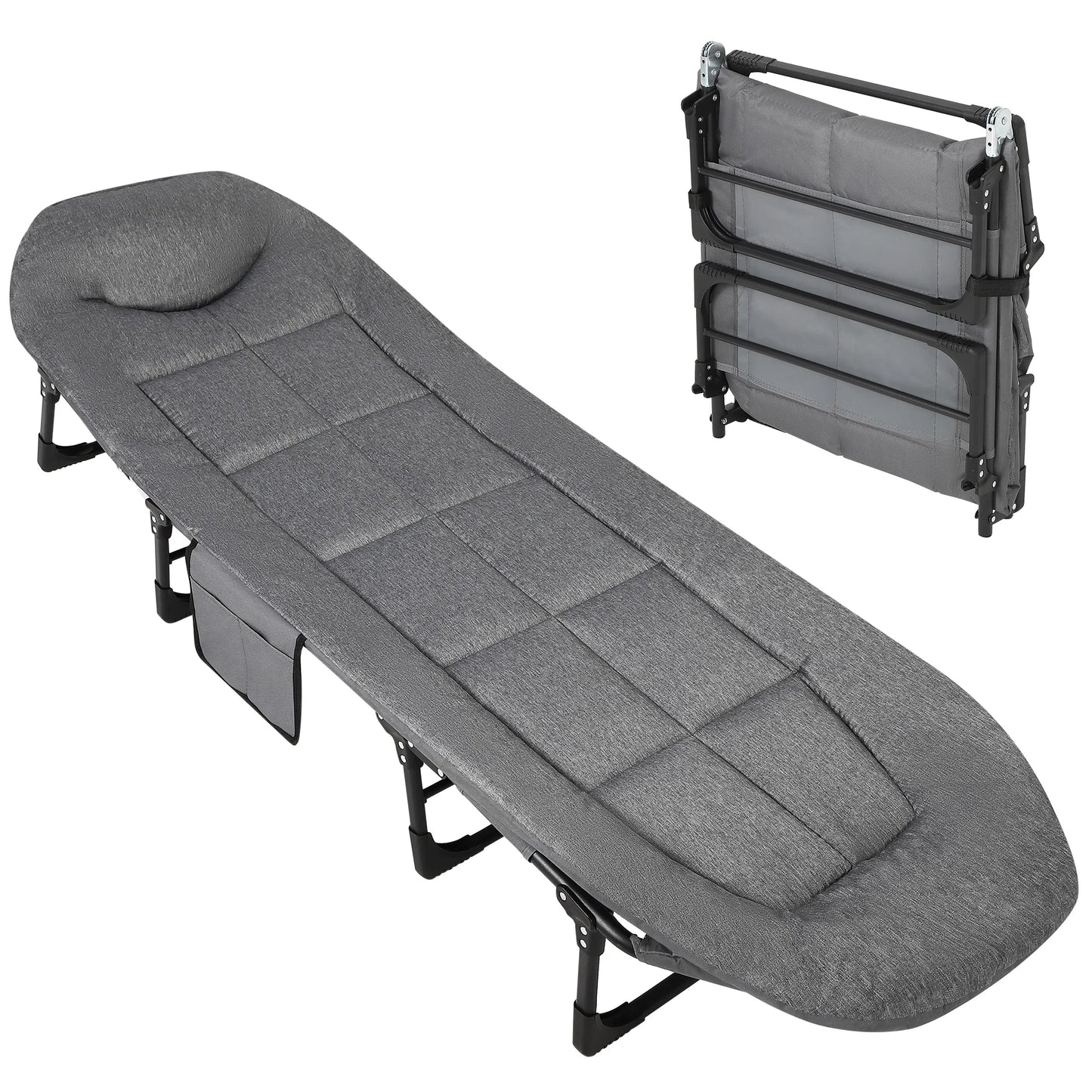 TWISTER.CK Camping Folding Bed With Cushion And Pillow