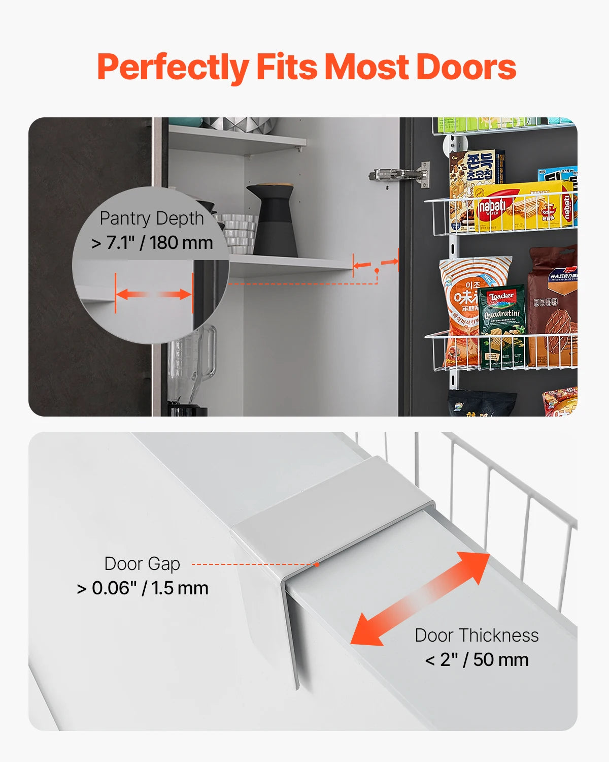 VEVOR Heavy-Duty Over-The-Door Pantry Organizer 6-10 Tier Rack