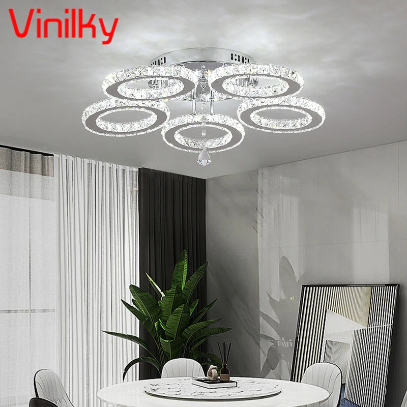 Vinilky Modern Crystal Ceiling Chandelier For Home Decor