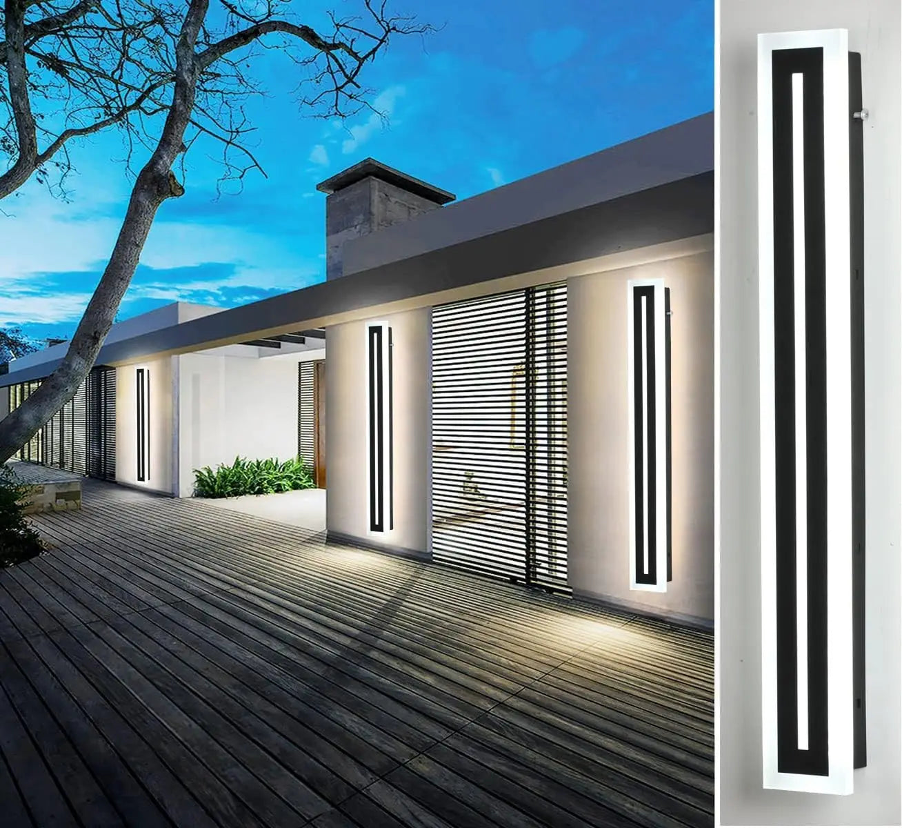 Outdoor Long Strip Modern LED Wall Sconce Frosted Acrylic IP67