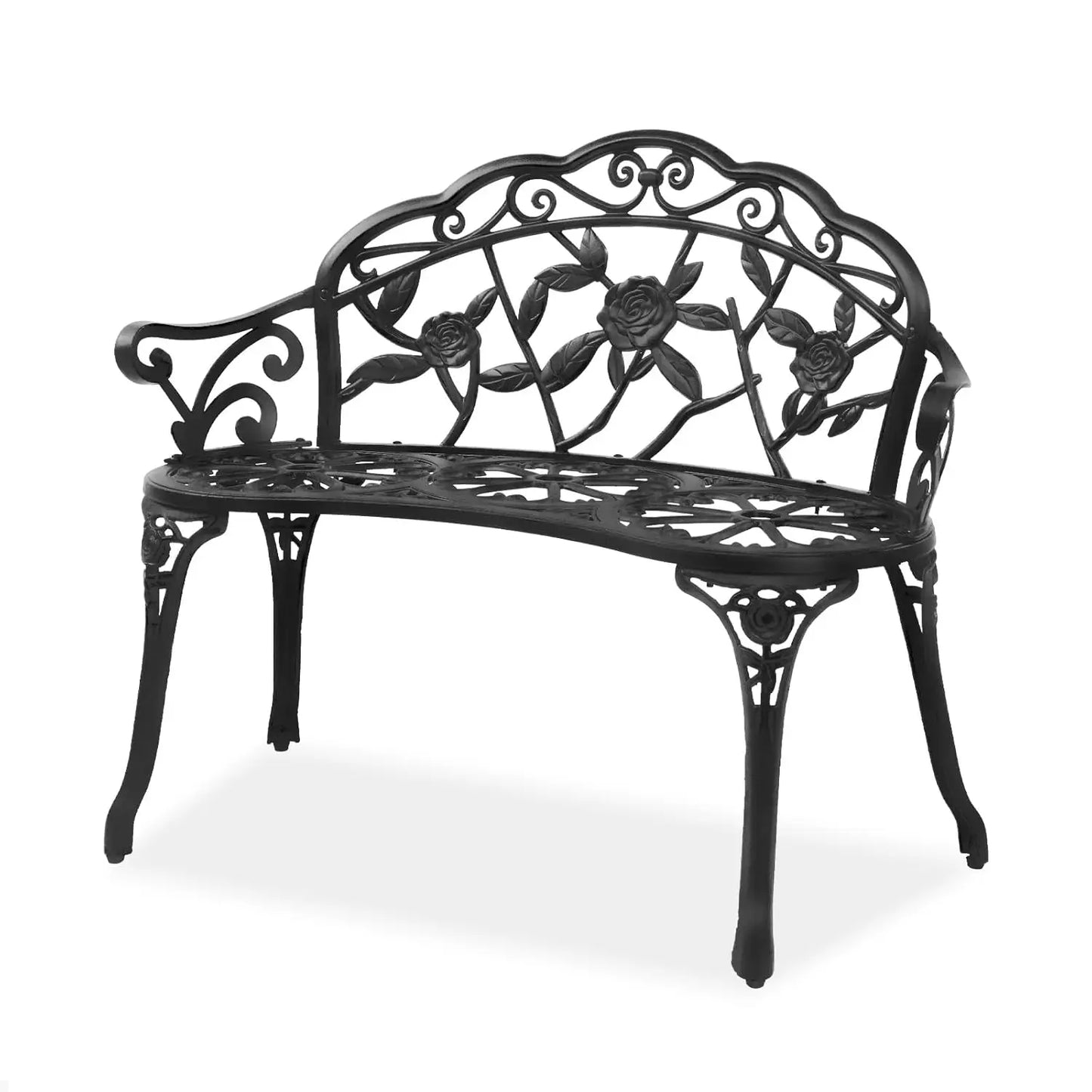 Antique Cast Iron Rose Bench For Patio And Garden Outdoor Two Person