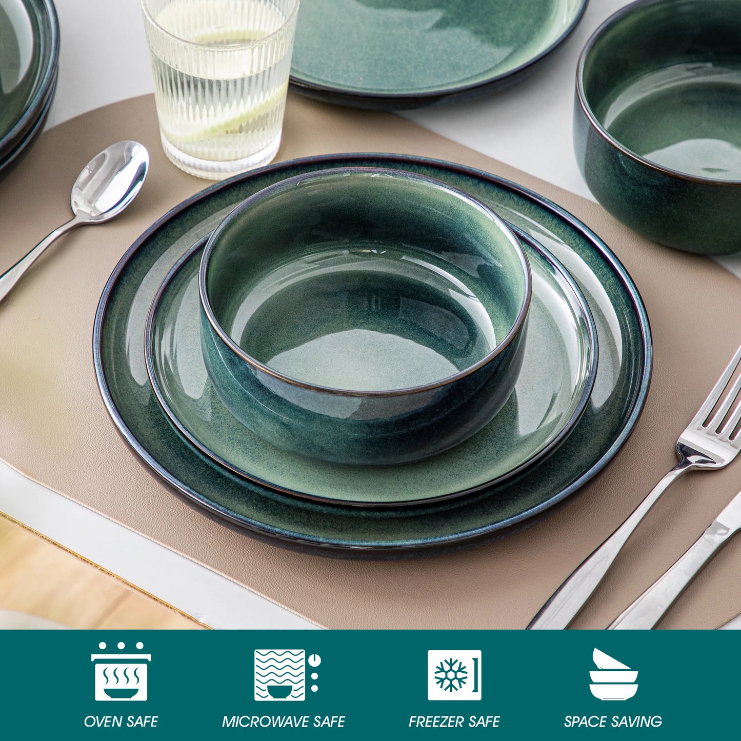 MALACASACeramic Stoneware Dinnerware Set Scratch Resistant