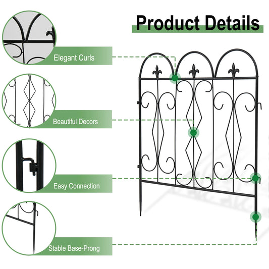 Outdoor Rustproof Metal Garden Border Fence Set Five Pieces