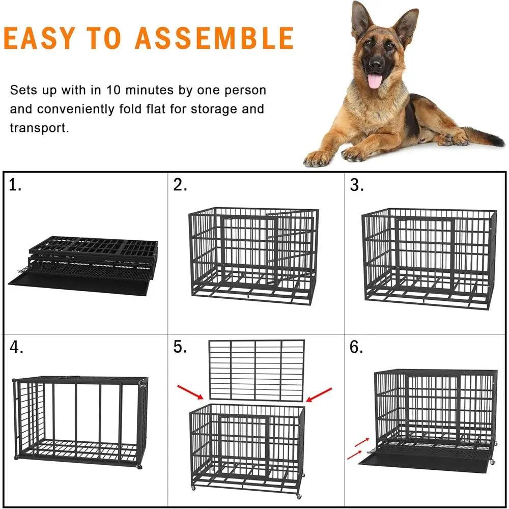 Indestructible Escape-Proof Dog Crate for Large Dogs