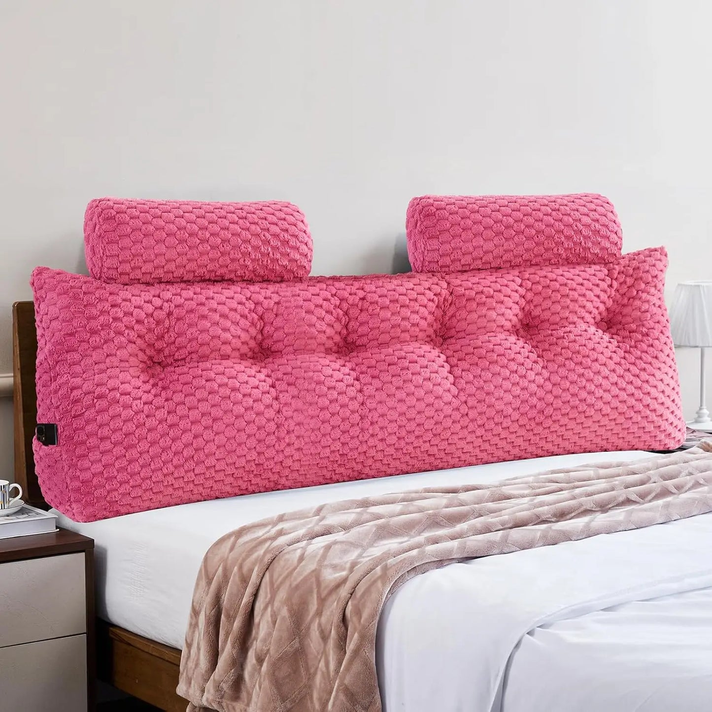 Sichuan Leather Wedge Headboard Pillow With Neck Roll Bolster