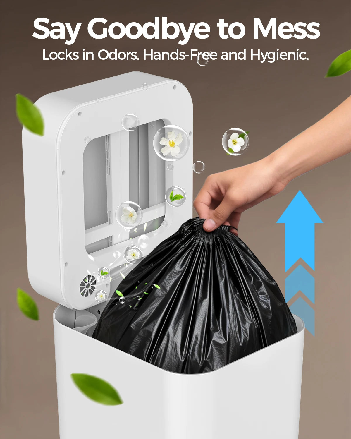Touchless Motion Sensor Trash Can With Odor Sealing Lid