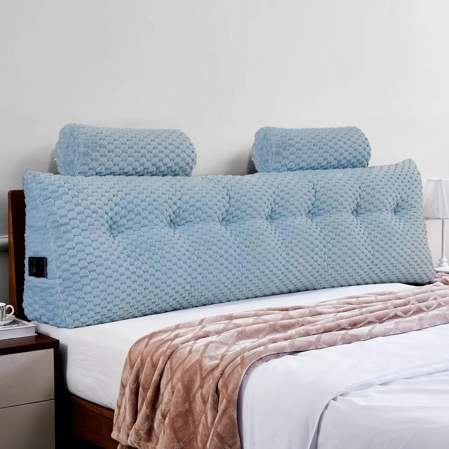 Sichuan Leather Wedge Headboard Pillow With Neck Roll Bolster