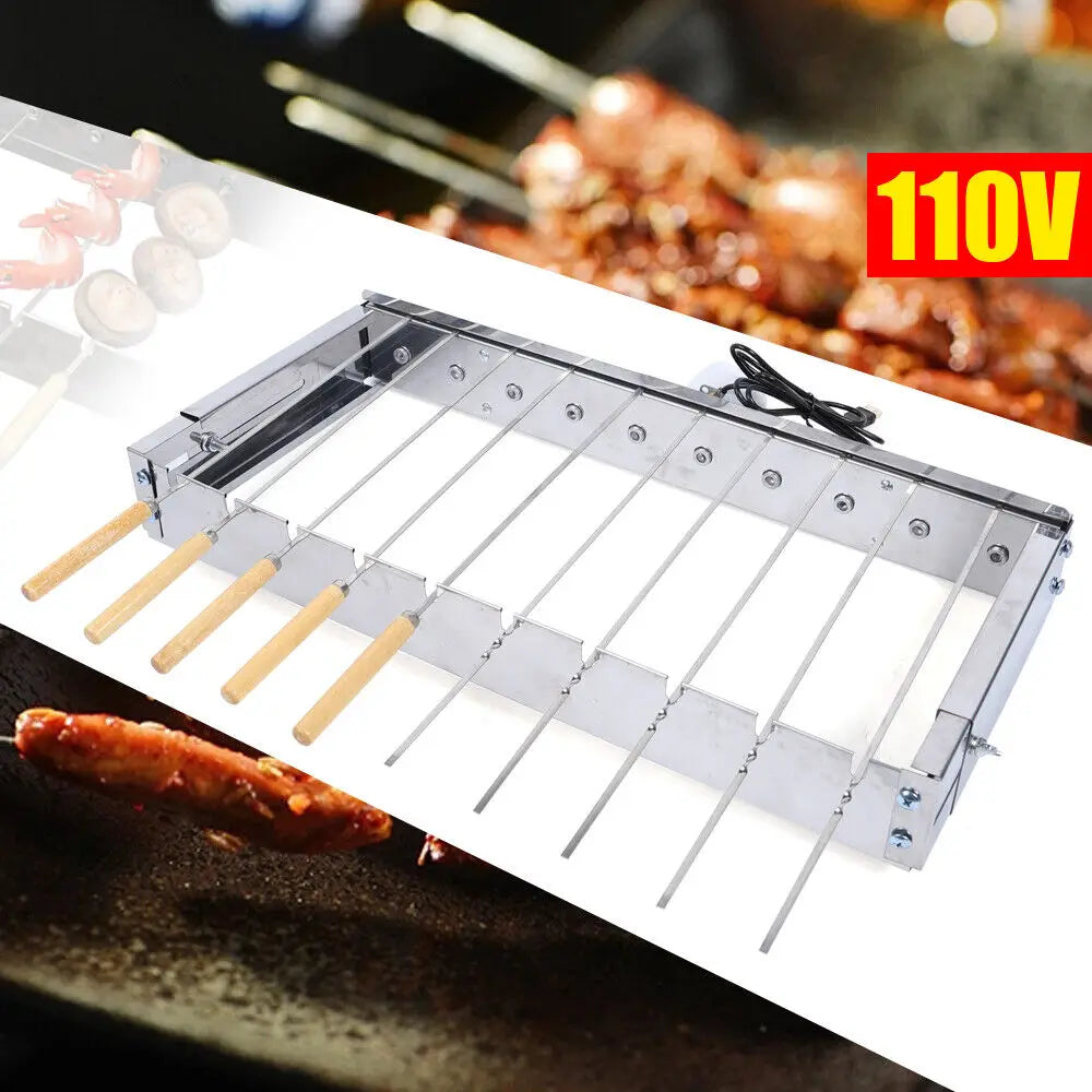 Bymaocar Kebab Rotating Rotisserie Grill Set With 10 Skewers