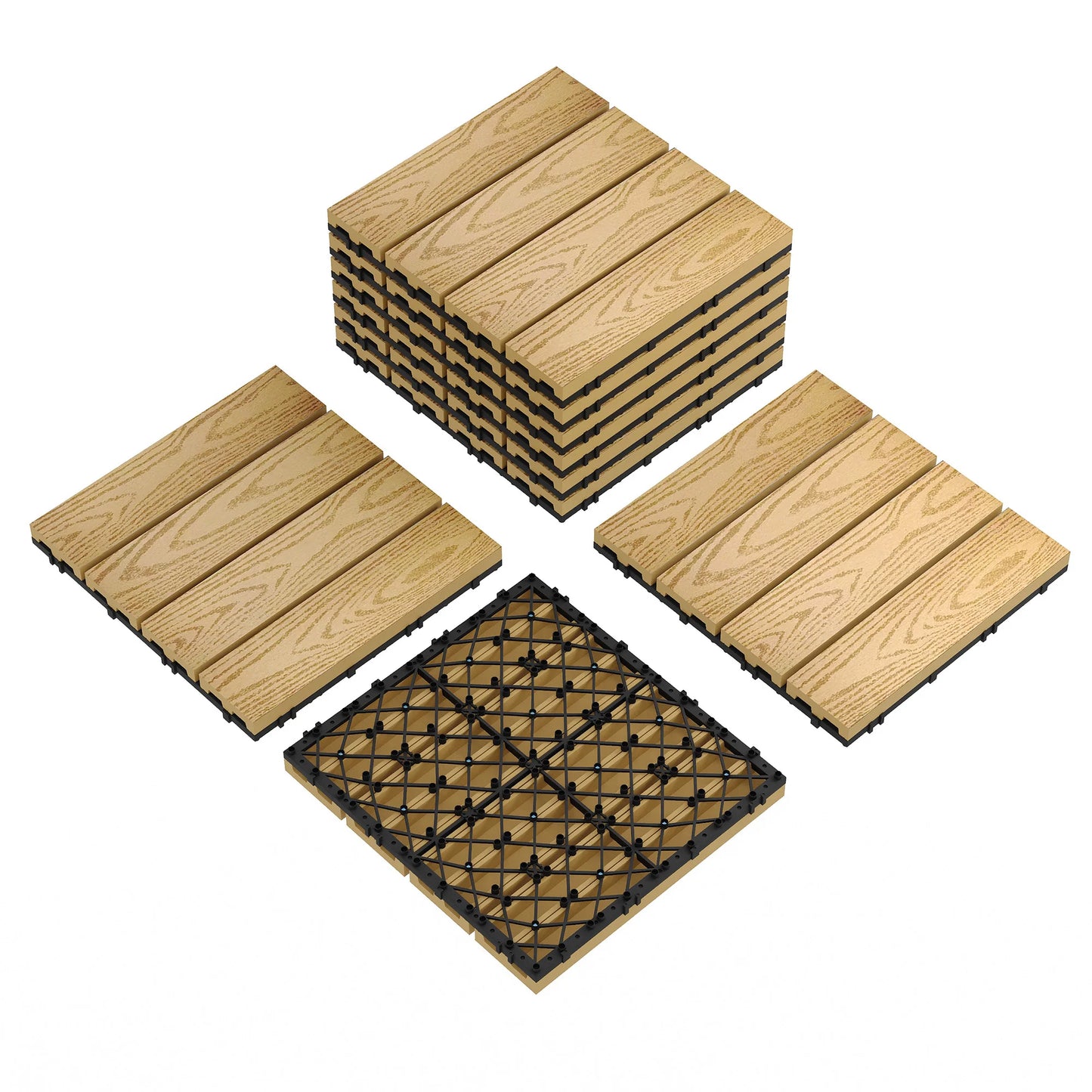 HiMISS Interconnected Composite Deck Tiles for All Weather Outdoor Use