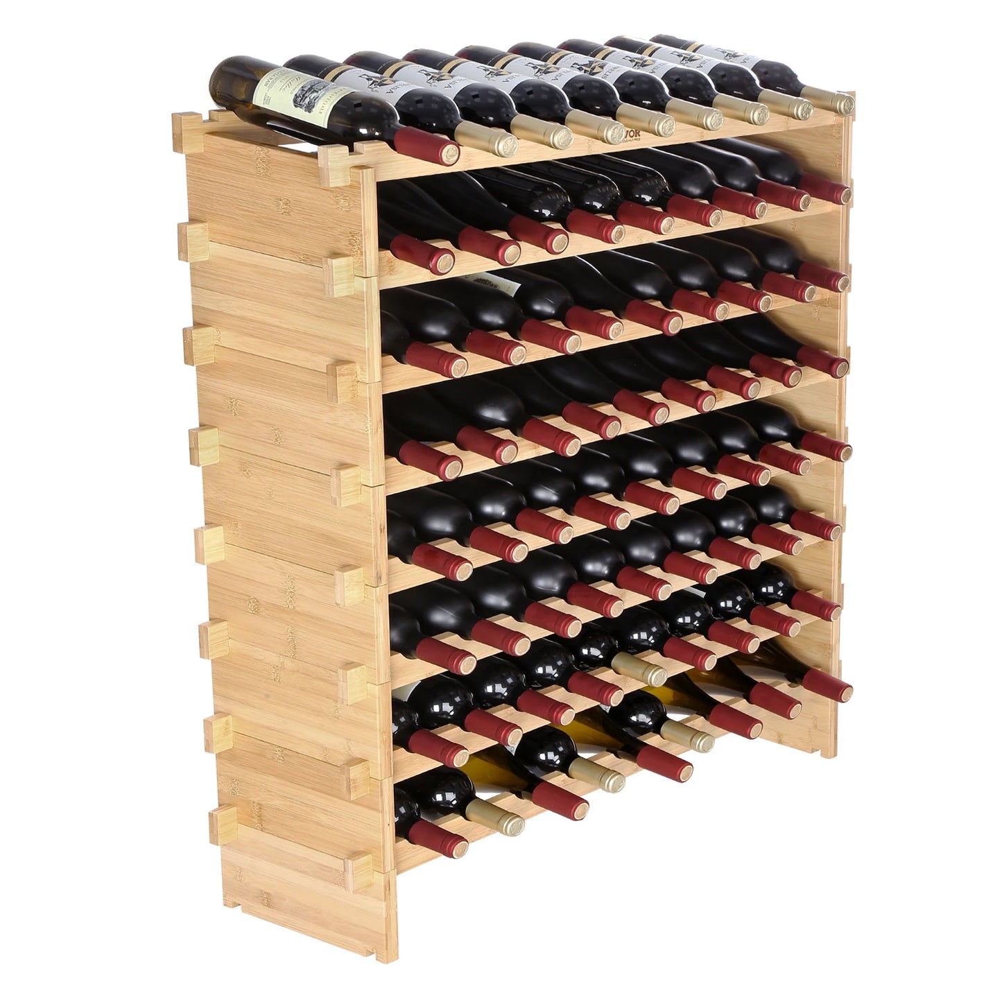 SucceBuy Bamboo 48 72 Bottle Stackable Wine Rack Free Standing