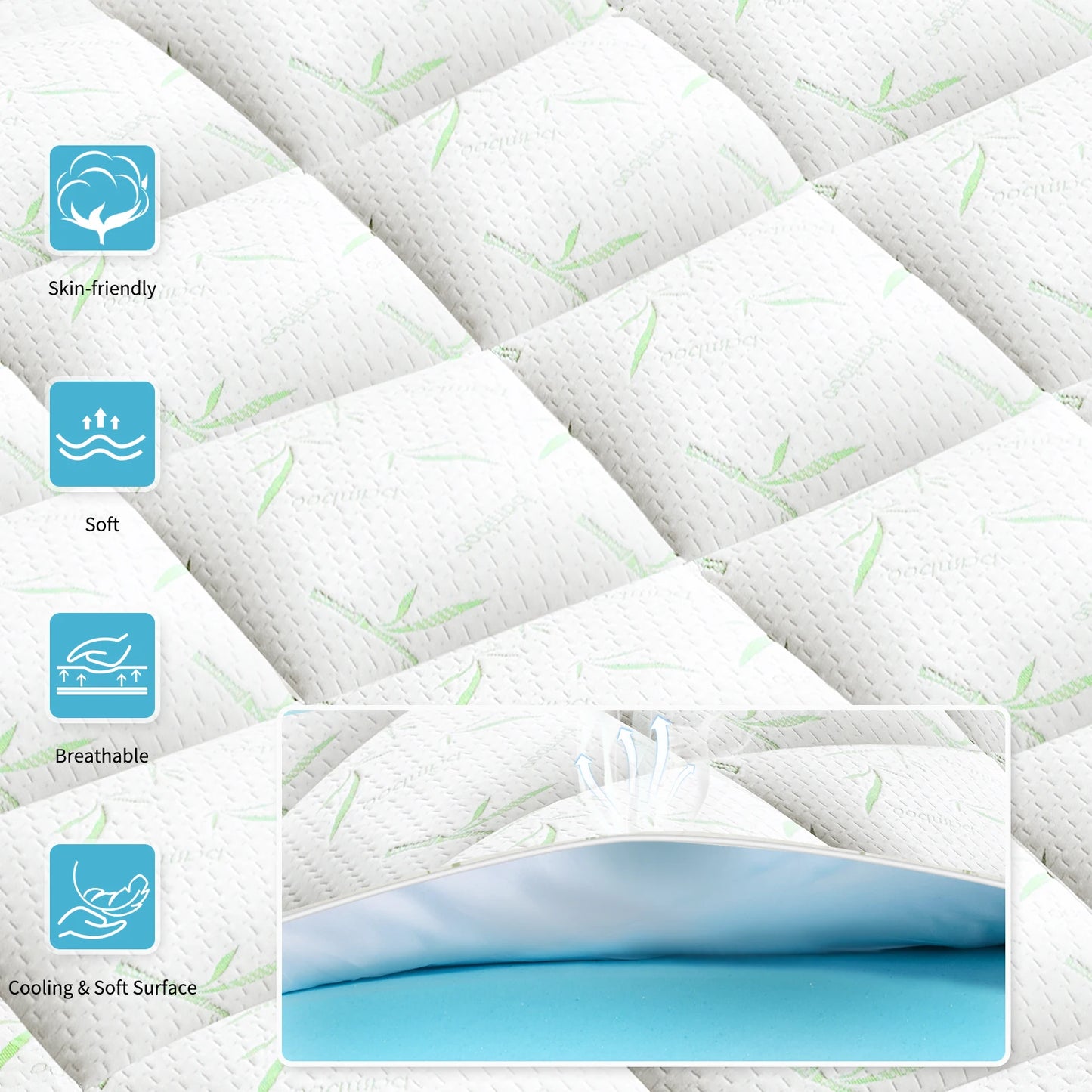 Jhk Dual Layer Gel Memory Foam Mattress Topper