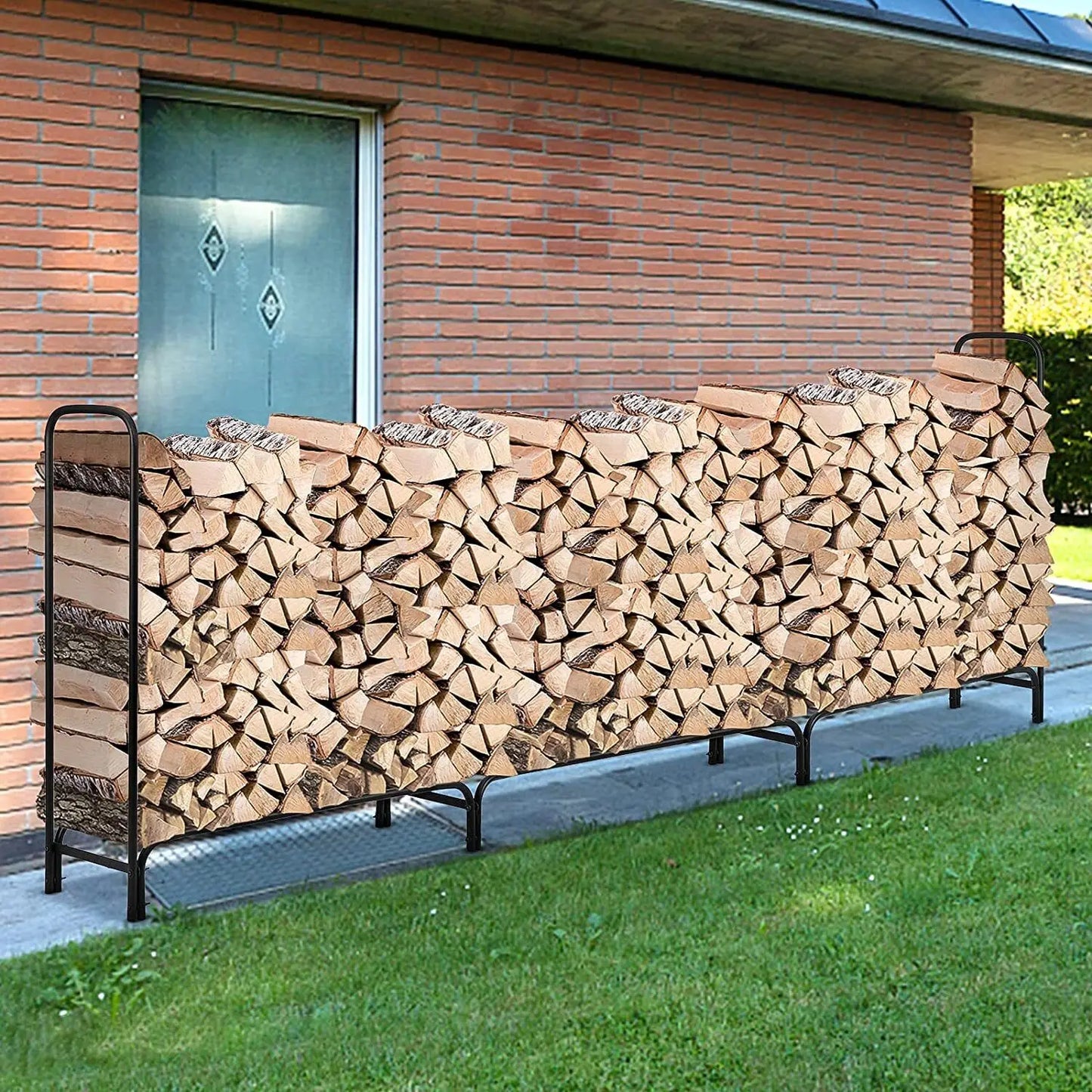 Heavy Duty Metal Wood Log Store Rack for Outdoor Garden Firewood Storage