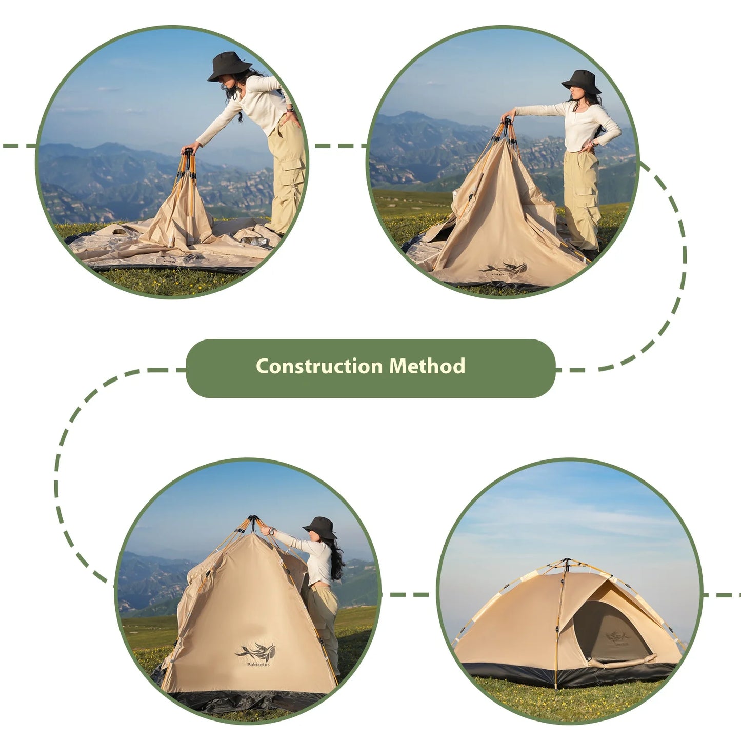 Pakicetus Instant Golden Tent Portable 3 To 4 Person Shelter