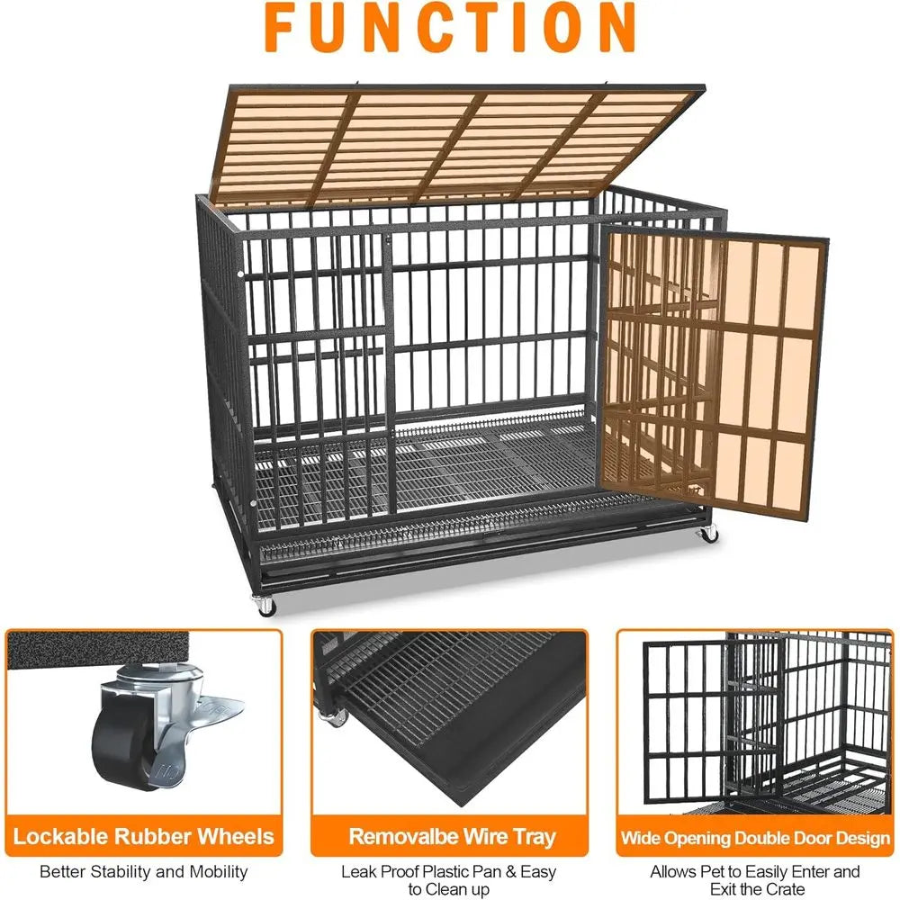 Indestructible Escape-Proof Dog Crate for Large Dogs