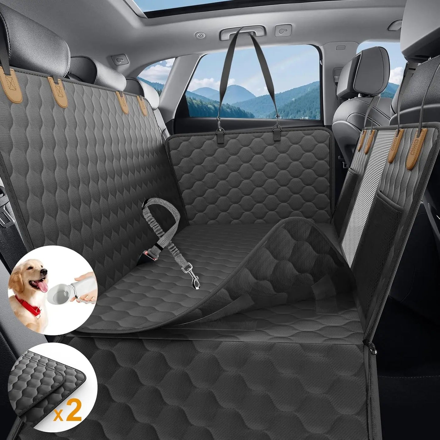Wedyvko Waterproof Dog Car Seat Cover Hammock for Back Seat