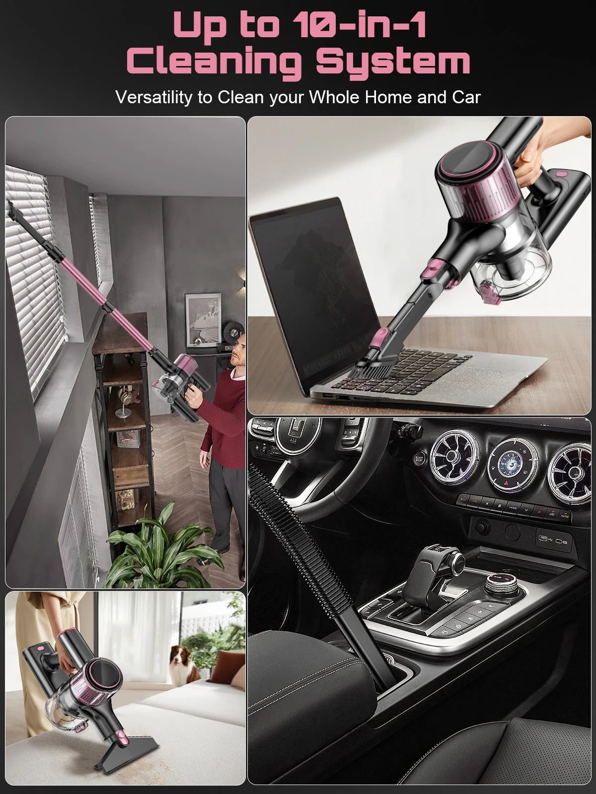 SUXIANGVAC Cordless 10 In 1 Stick Vacuum With 55Kpa Suction