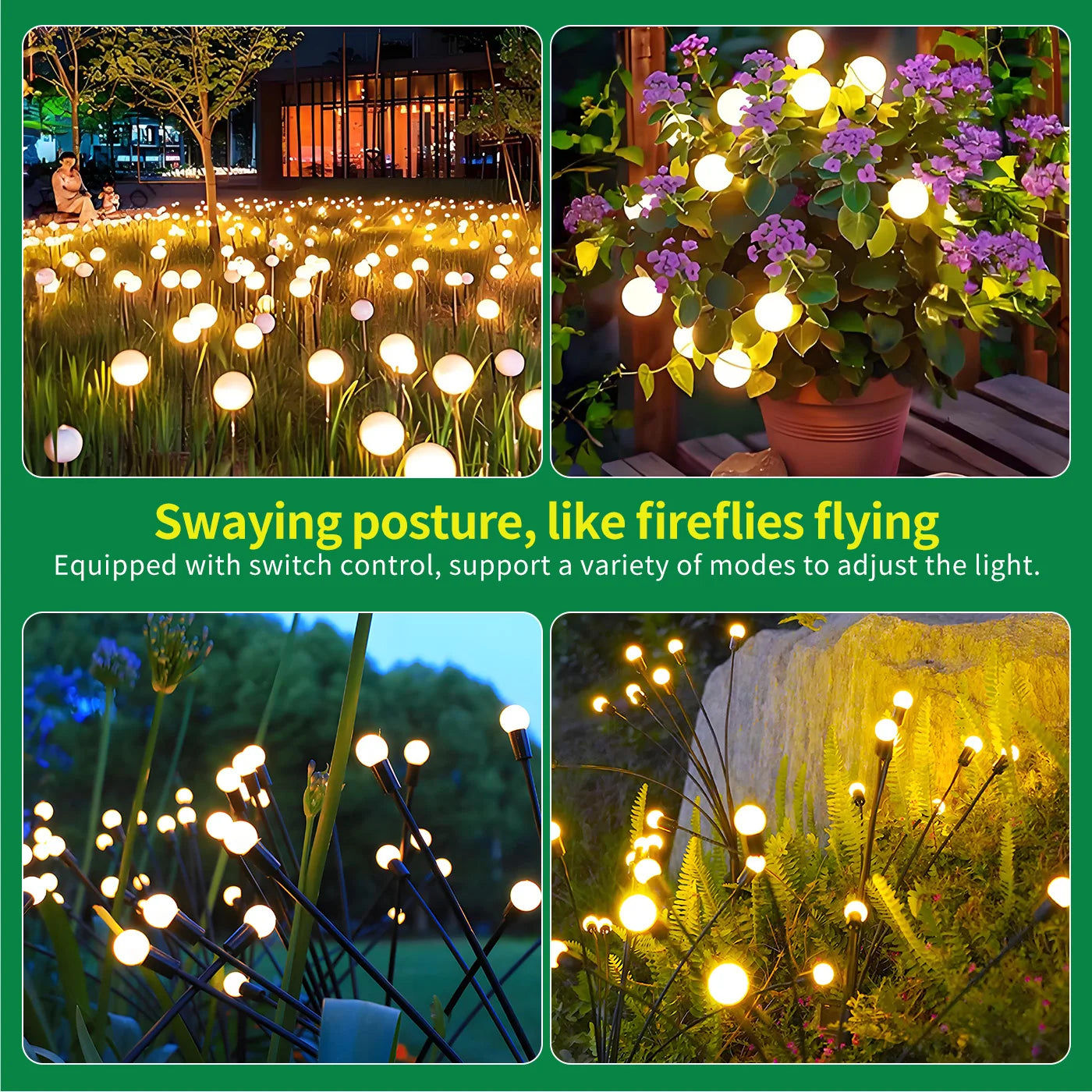 8-Head Solar Firefly LED Lights Outdoor Decorative Garden Lighting