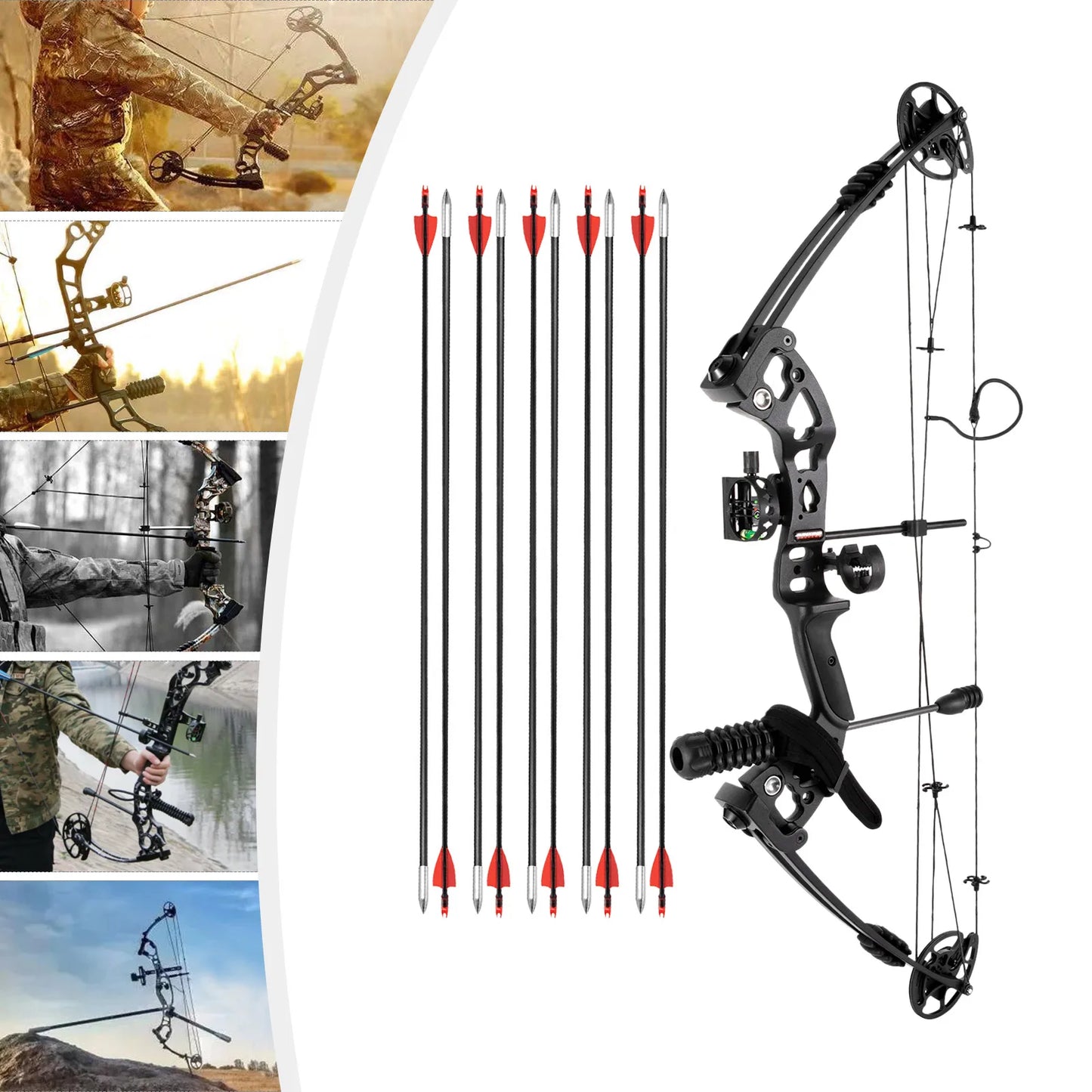Compound Bow Arrow Set Right Hand Adjustable 30 55 Lbs