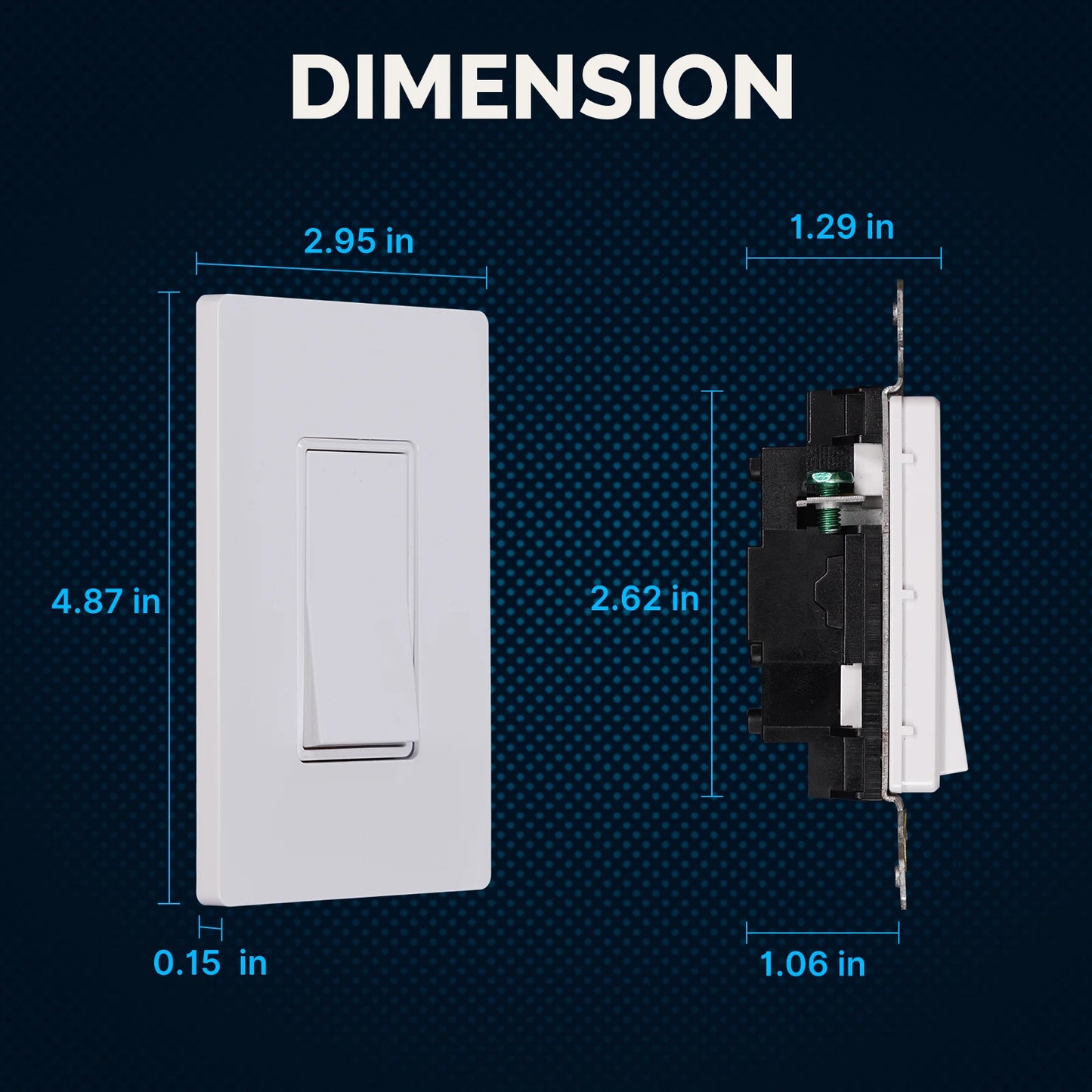 MOES Paddle Rocker Light Switch Single Pole On/Off 15A 120V