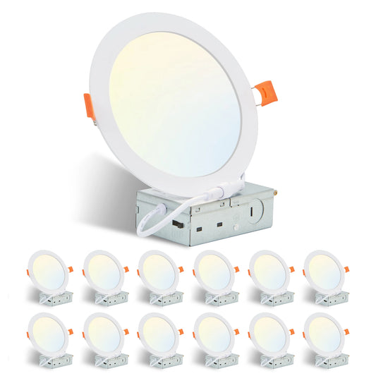 ARLGSITE 12 Pack LED Recessed Dimmable Lights With Junction Box