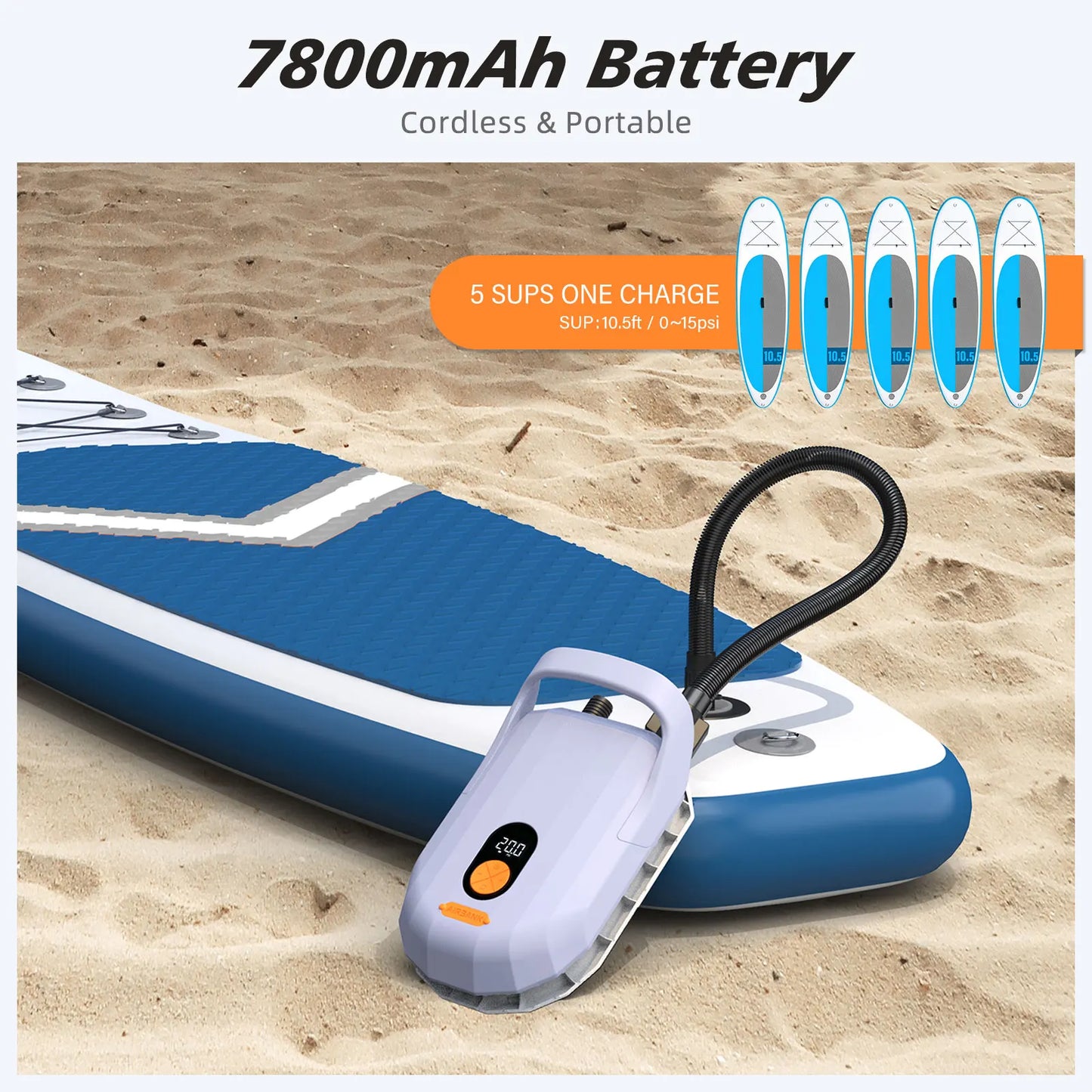 Airbank SUP Electric Air Pump With 7800mAh Battery, 20 PSI