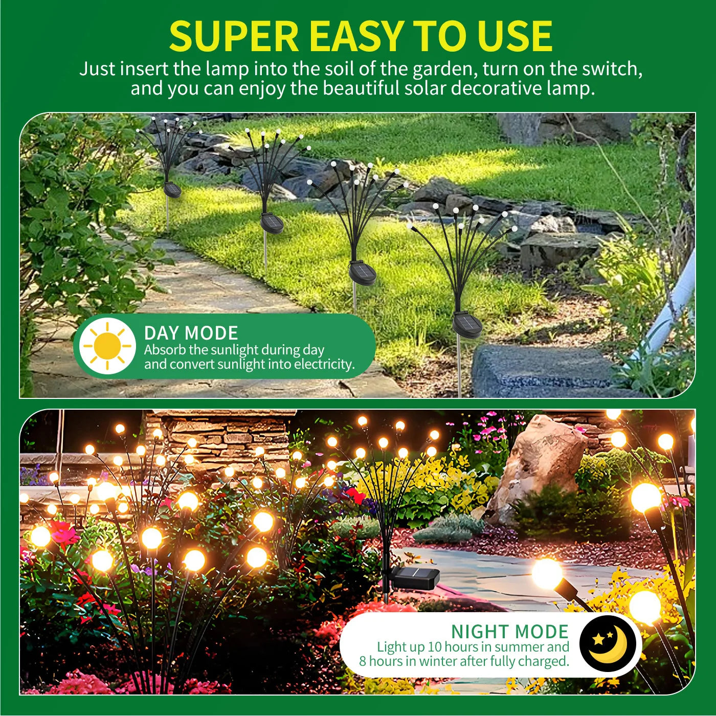 8-Head Solar Firefly LED Lights Outdoor Decorative Garden Lighting
