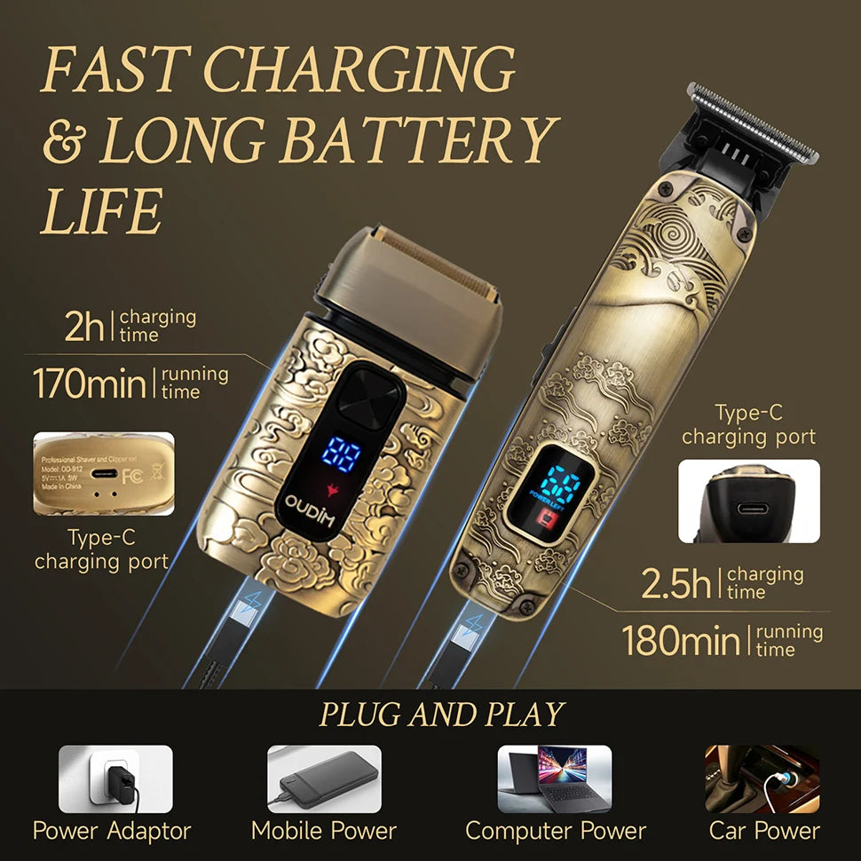 Oudim Foil Shaver For Men With Trimmer Wet Dry Shaving