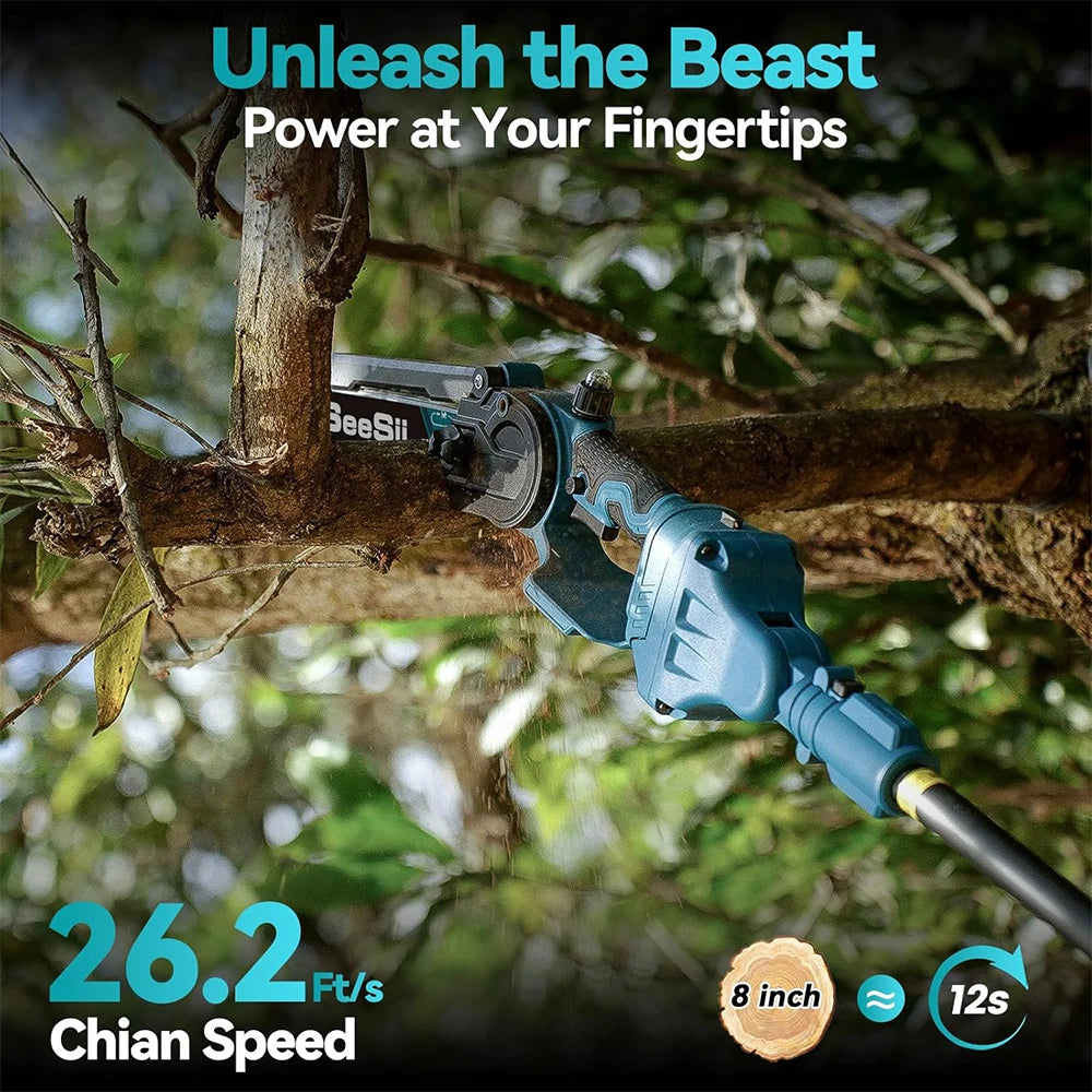 Seesii Cordless Polesaw With Extension Pole For Tree Pruning