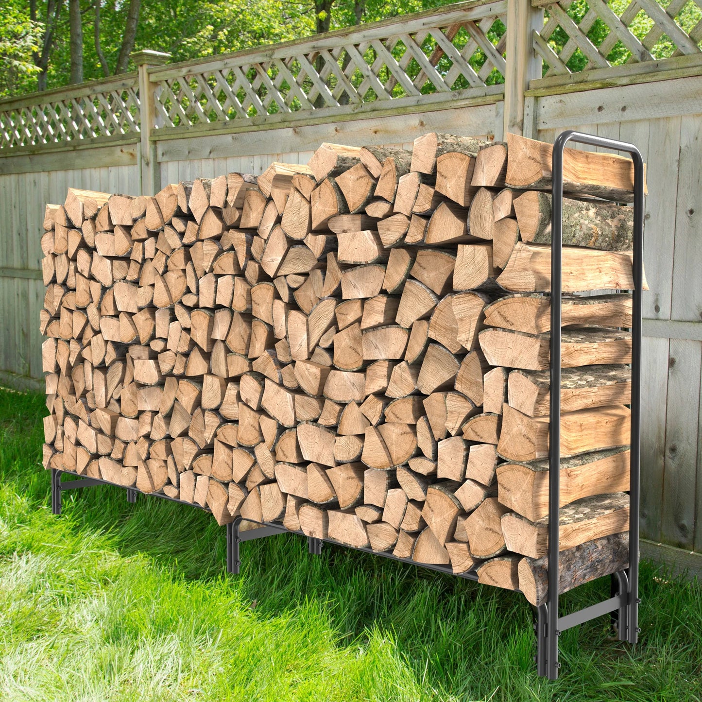 Heavy Duty Metal Wood Log Store Rack for Outdoor Garden Firewood Storage