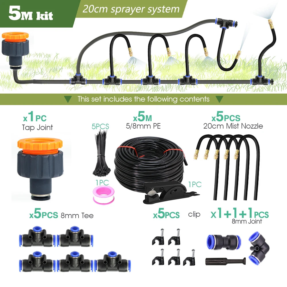 DIY Misting Sprayer Kit For Garden Irrigation With 8mm Hose