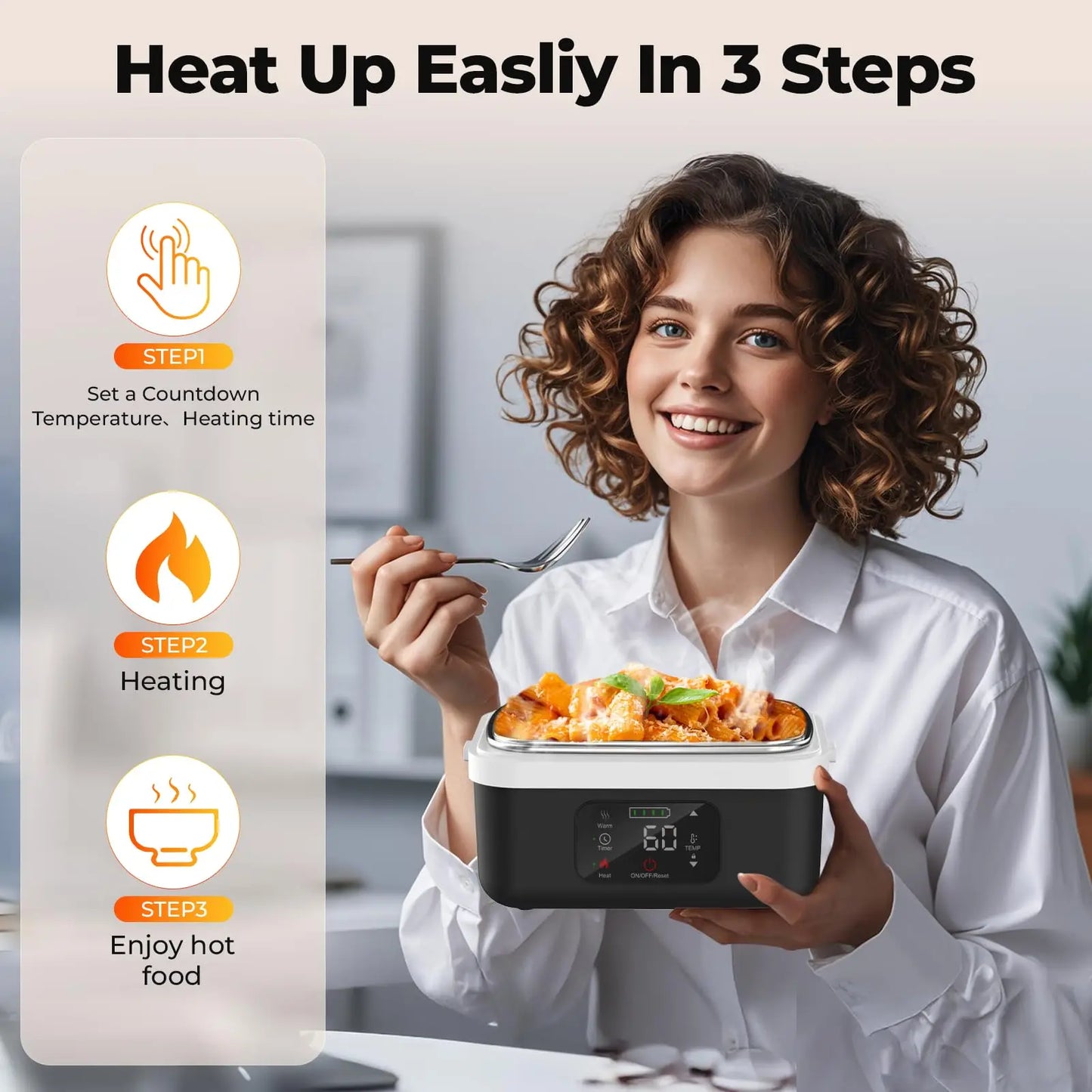 Wireless Electric Insulated Lunch Box With Built In 8000mAh Battery