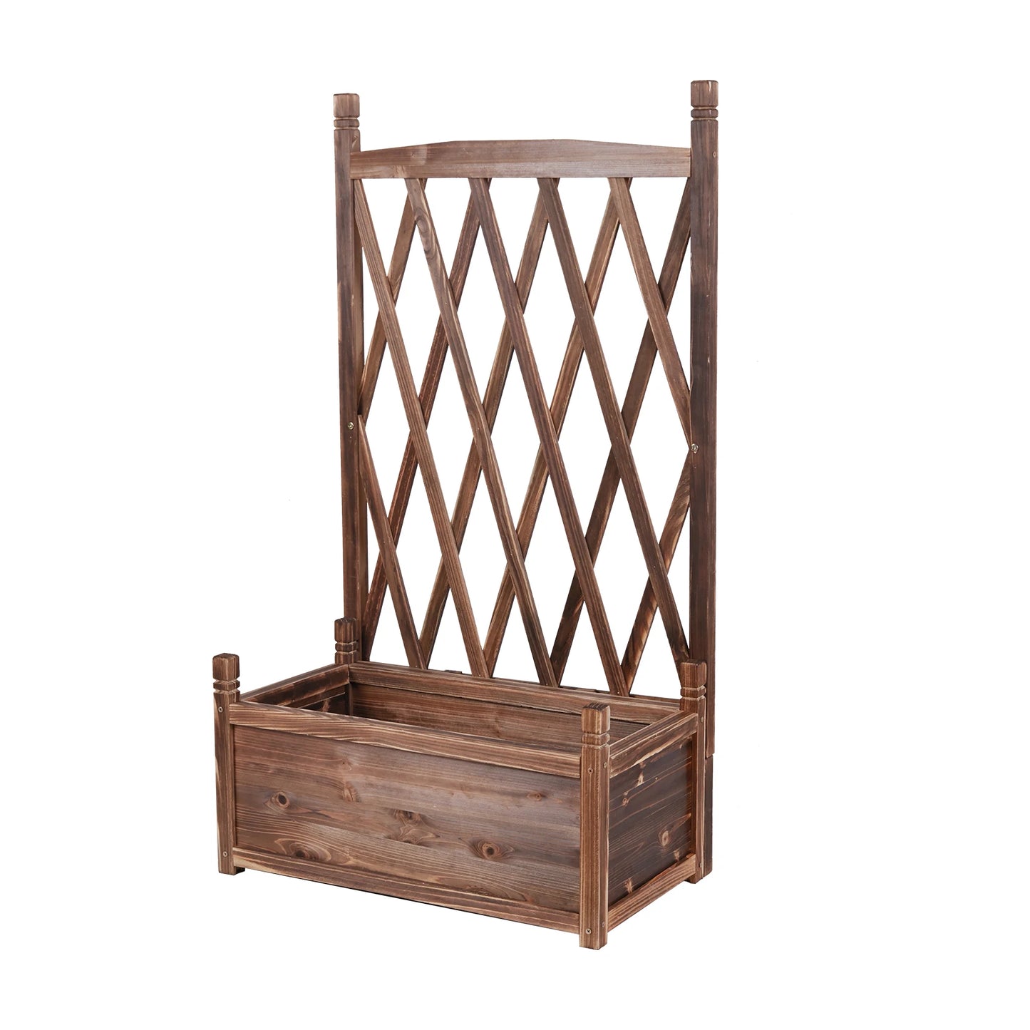 Raised Wooden Garden Bed With Trellis And Vegetable Grow Bed