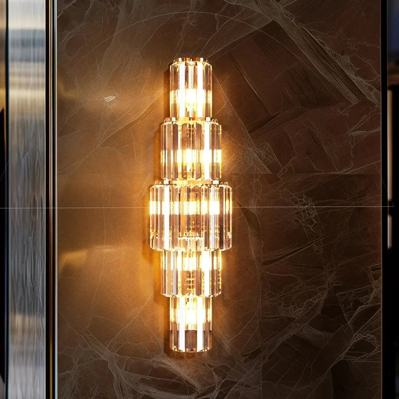 Modern 3 Layer Crystal Wall Sconce With E14 Led Corn Bulbs And Dimmable Function
