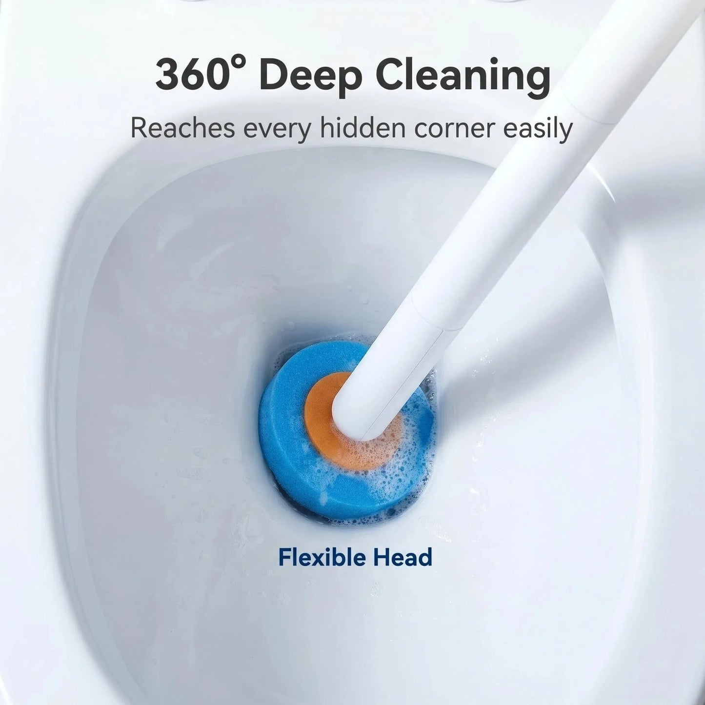 Wall Hanging Disposable Toilet Brush With 8 Refills 360 Degree Deep Clean