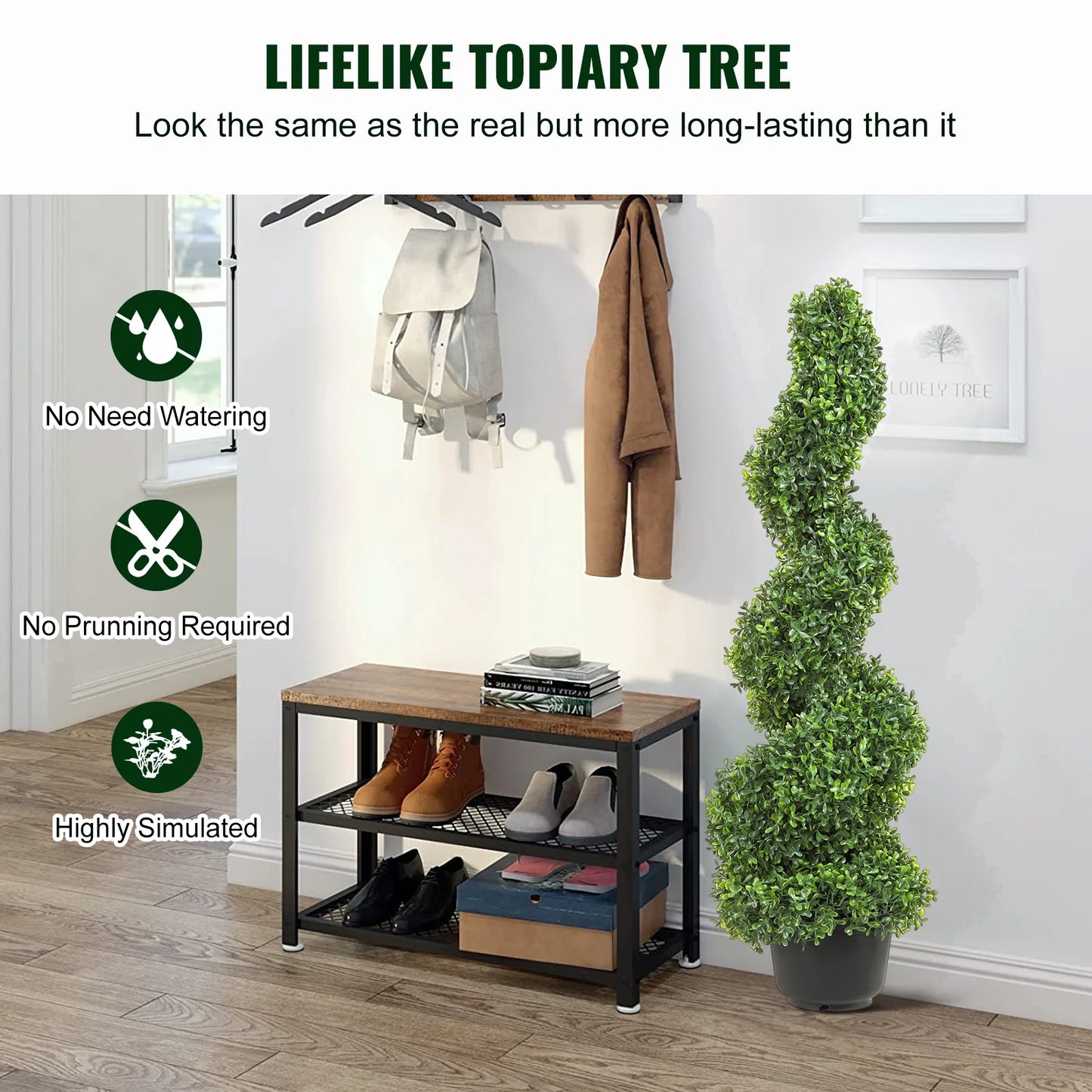SucceBuy Realistic Boxwood Spiral Topiary Artificial Plant