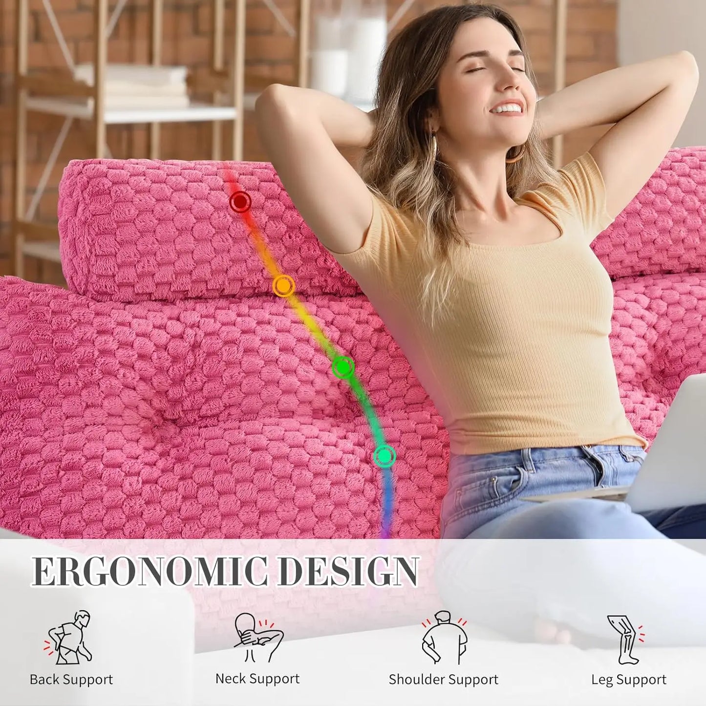 Sichuan Leather Wedge Headboard Pillow With Neck Roll Bolster