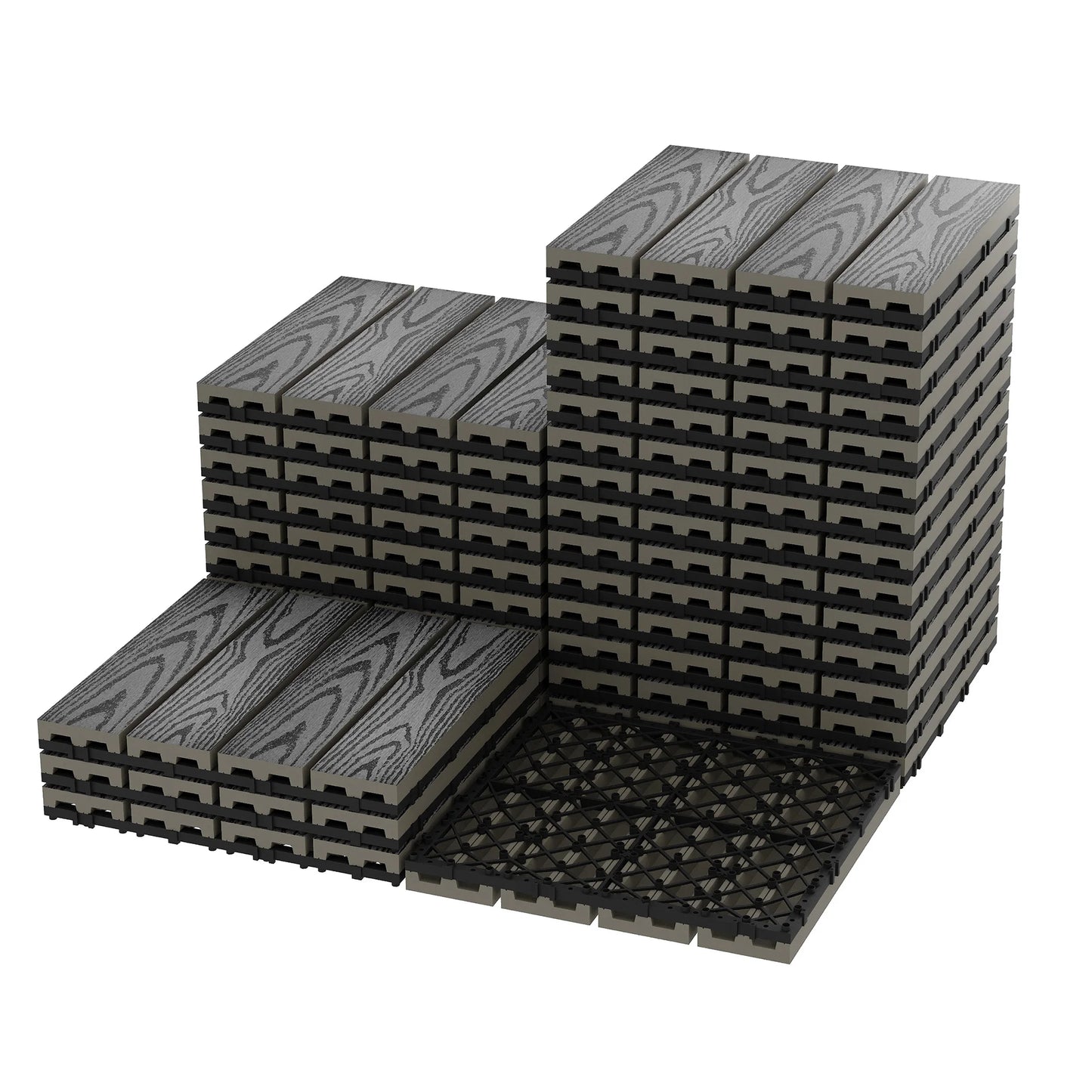HiMISS Interconnected Composite Deck Tiles for All Weather Outdoor Use
